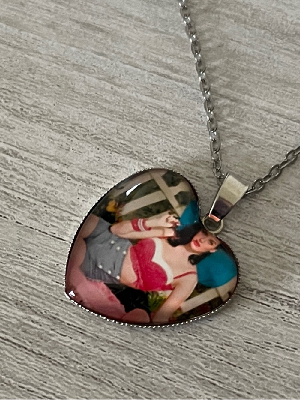 MySpace Era Katy Perry Silver Heart Necklace